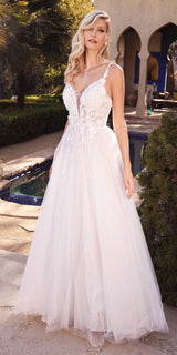 Cinderella Divine CB072W Layered A-Line Tulle Bridal Gown Embroidered Bodice
