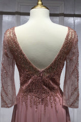 Chiffon A-Line Long Sleeve Gown