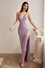 Iridescent Fitted Sequin Gown - treasures-4-u-2-day