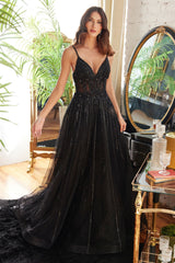 A-Line Beaded Gown With Lace Detail - treasures-4-u-2-day