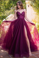 The Dani Tulle A-Line Lace-Up Jeweled Gown (Mulberry) - treasures-4-u-2-day