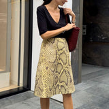 Female Creative Snake Patterned Straight Tube Skirt
