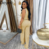 Doyerl Vintage Elegant 2 Piece Sets Woman Outfit Workwear Patchwork Double-breasted Vest Top and Wide Leg Pants Matching Sets - treasures-4-u-2-day