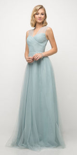 Ladivine ET320 Illusion V-Neck and Back Long Dress