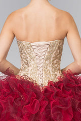 Beads Embellished Embroidery Tulle Ruffled Quinceanera Dress with Bolero