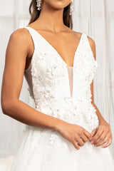 3-D Flower Embroidered Mesh A-line Dress w/ Rhinestone and Jewel Embellished - treasures-4-u-2-day