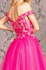 3-D Flower Emboridery Sheer Bodice Mesh A-line Long Dress - treasures-4-u-2-day