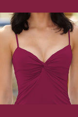 The Gwen V-neck Twist-Front Bodycon Mini Dress (Burgundy) - treasures-4-u-2-day