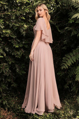 A-Line Chiffon Gown With Caplet - treasures-4-u-2-day