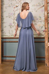 A-Line Chiffon Gown With Caplet - treasures-4-u-2-day