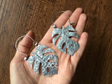 Handmade Monstera Leaf Hoop Earrings: Brass Tropical Jewelry - treasures-4-u-2-day