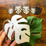 Handmade Monstera Leaf Hoop Earrings: Brass Tropical Jewelry - treasures-4-u-2-day