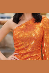 Zena Single Sleeve Cocktail Party Mini Dress (Burnt Orange) - treasures-4-u-2-day