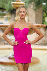 The Millionaire Jeweled Cocktail Party Mini Dress (Hot Pink) - treasures-4-u-2-day