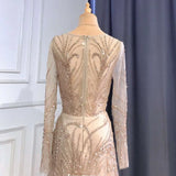 Light Luxury Minority Champagne Beaded Evening Gown