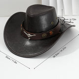 Unisex Vintage Faux Leather Western Cowboy Hat Outdoor Gentleman Cowgirl Jazz Cap Sombrero Hombre