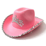 Sequined Western Cowboy Hat - Wool Felt with Feather Trim