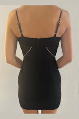 The Millionaire Diamond Criss-Cross Straps Mini Dress (Black) - treasures-4-u-2-day