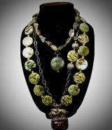 Natural Green Garnet Antique statement necklace