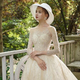 A-Line Luxury Appliques Beaded Wedding Gown
