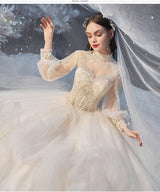 Luxury Princess Wedding Dress with Crystal Lace