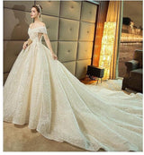 Gorgeous Shiny Wedding Dress Off the Shoulder Gown