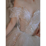 Luxury Elegant Wedding Dress with Sequined Beads