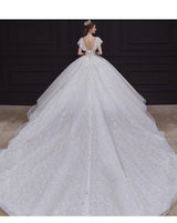 Luxury White Wedding Dress with Crystal Beads