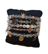Stacked "Rose" Clear Quartz Crown bracelet set - treasures-4-u-2-day