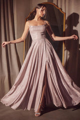Ladivine Amoris T213 Sleeveless Spaghetti Strap A-Line Glitter Gown