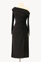Ladivine Amoris T803 Off the Shoulder Long Sleeve Knee Length Dress