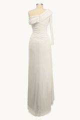 Ladivine Amoris T808 One Sleeve Off Shoulder Fitted Gown with Slit