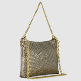 Italian Genuine Grid Metallic Suede Crossbody Bag 101315 - treasures-4-u-2-day
