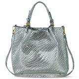 Grid Metallic Suede Leather Top-Handle Bag - treasures-4-u-2-day
