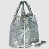 Grid Metallic Suede Leather Top-Handle Bag - treasures-4-u-2-day