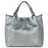 Grid Metallic Suede Leather Top-Handle Bag - treasures-4-u-2-day