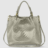 Grid Metallic Suede Leather Top-Handle Bag - treasures-4-u-2-day