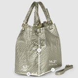 Grid Metallic Suede Leather Top-Handle Bag - treasures-4-u-2-day