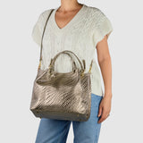 Grid Metallic Suede Leather Top-Handle Bag - treasures-4-u-2-day