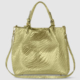 Grid Metallic Suede Leather Top-Handle Bag - treasures-4-u-2-day