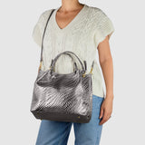 Grid Metallic Suede Leather Top-Handle Bag - treasures-4-u-2-day