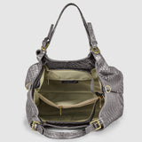 Grid Metallic Suede Leather Top-Handle Bag - treasures-4-u-2-day