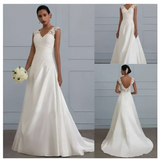 White Lace Satin A-Line Wedding Gown mso-font-pitch variable