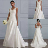 White Lace Satin A-Line Wedding Gown mso-font-pitch variable