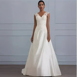 White Lace Satin A-Line Wedding Gown mso-font-pitch variable
