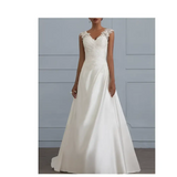 White Lace Satin A-Line Wedding Gown mso-font-pitch variable