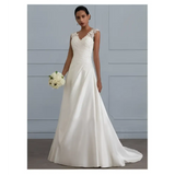 White Lace Satin A-Line Wedding Gown mso-font-pitch variable