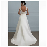 White Lace Satin A-Line Wedding Gown mso-font-pitch variable