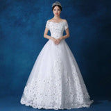 Wholesale Lace Beaded Off-the-Shoulder Wedding Gown