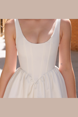 The Darling A-Line Neckline Cocktail Party Mini Dress (Wht) - treasures-4-u-2-day